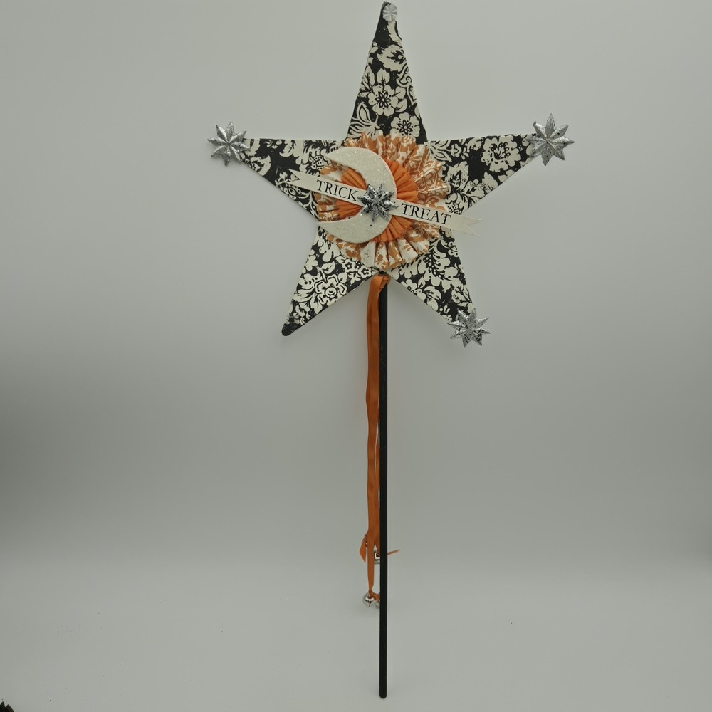 Vintage Bethany Lowe Halloween Wand " Trick or Treat" In The Moon Star 20" Tall